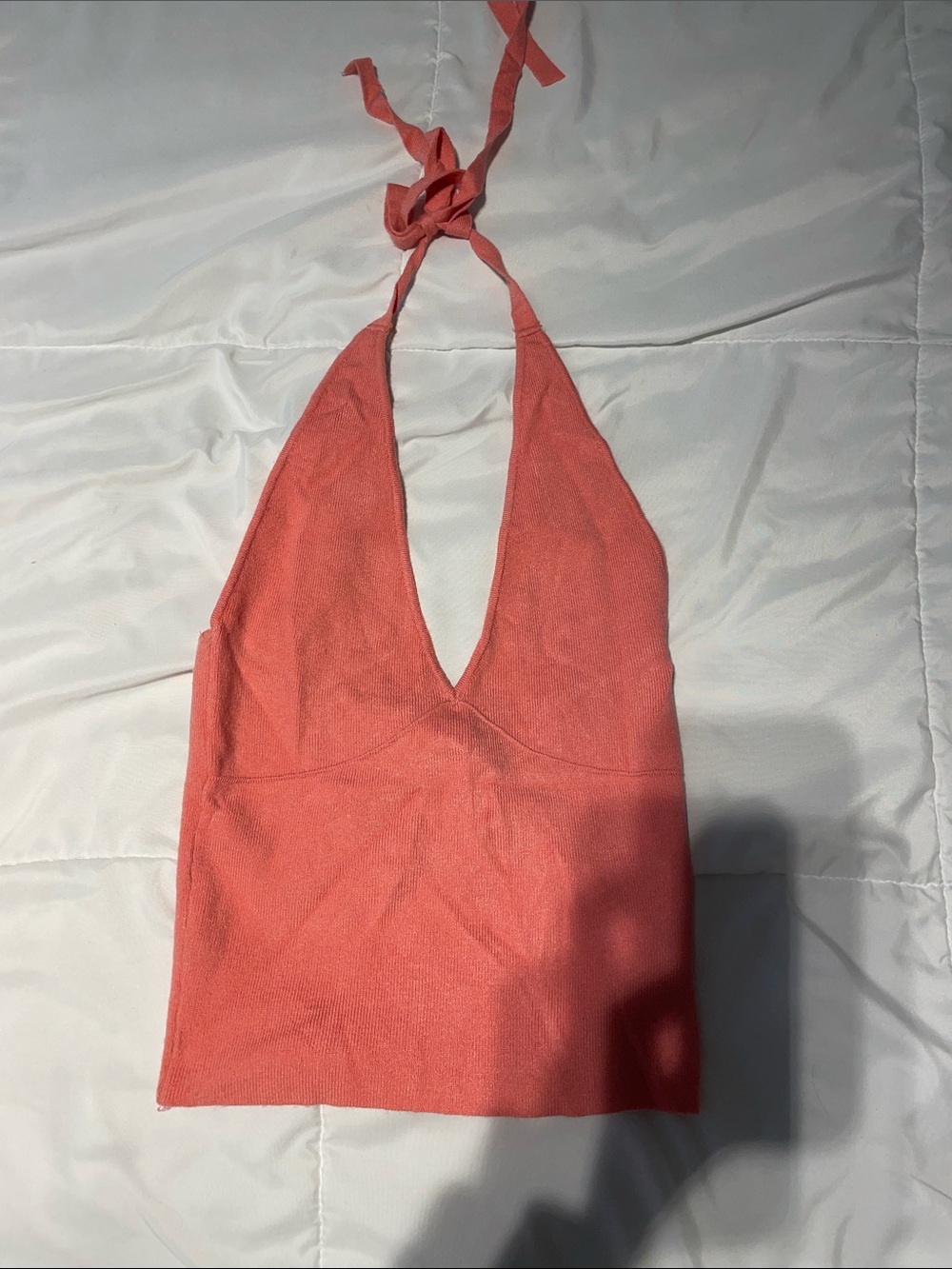 La Hearts Coral Halter Crop Top